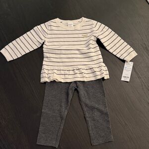 Carter's bow striped long sleeve sweater and pants set